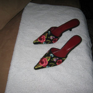 Multi-color floral mules